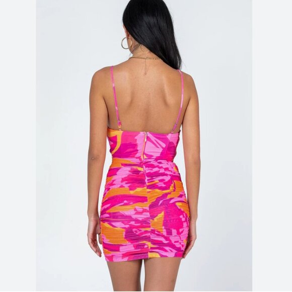 Princess Polly Corset Charmie Mini Dress Pink Orange Size 8 - Picture 3 of 8